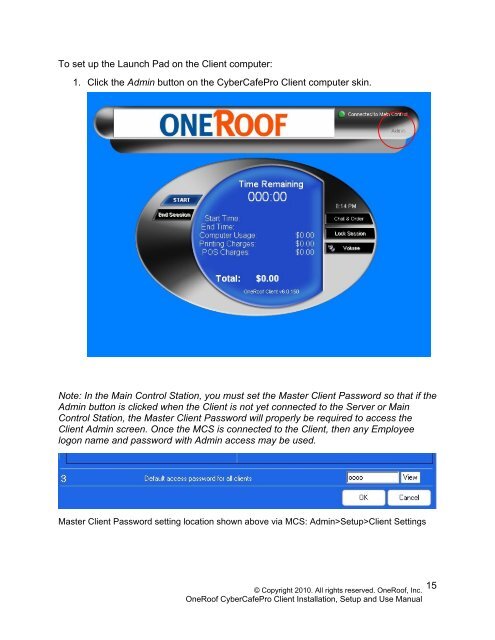 OneRoof - CyperCafePro – Client User Manual - CyberCafePro