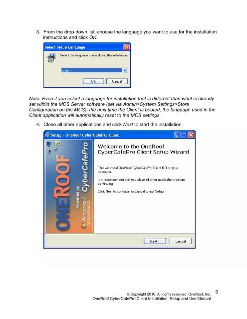 OneRoof - CyperCafePro – Client User Manual - CyberCafePro