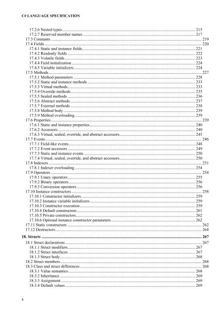 C# Language Specification - Willy .Net