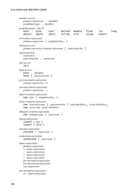C# Language Specification - Willy .Net