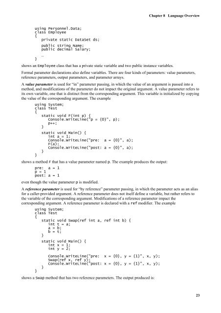 C# Language Specification - Willy .Net