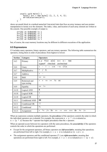 C# Language Specification - Willy .Net