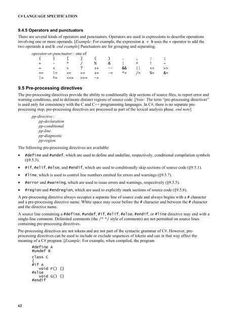 C# Language Specification - Willy .Net