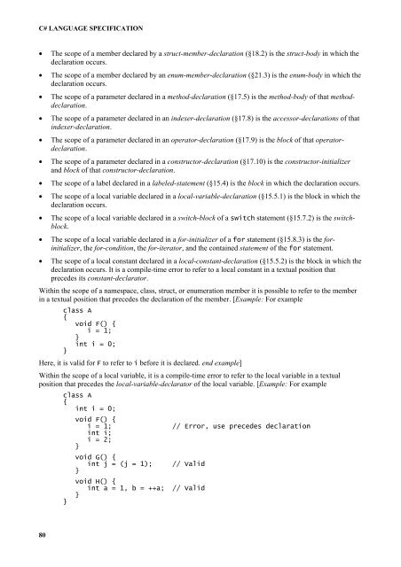 C# Language Specification - Willy .Net