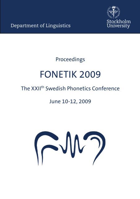 Proceedings Fonetik 2009 - Institutionen för lingvistik