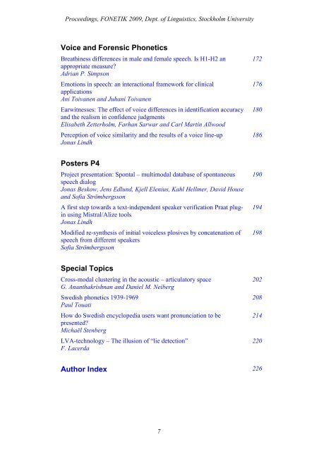 Proceedings Fonetik 2009 - Institutionen för lingvistik