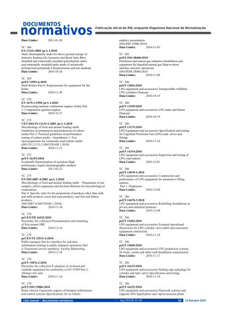 Lista mensal documentos normativos - IPQ