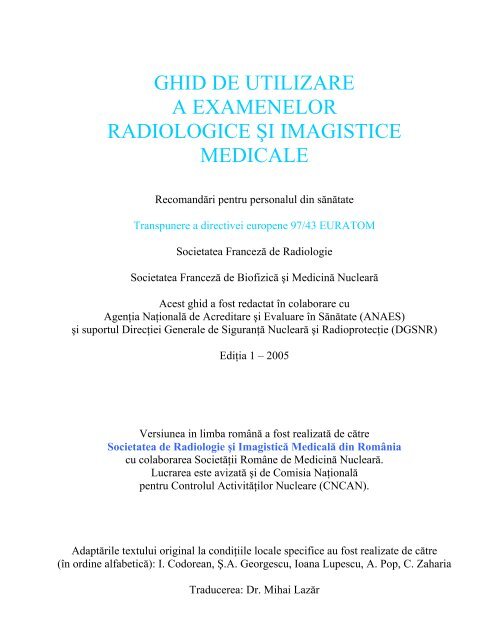 Ghid de utilizare a examenelor radiologice si imagistice medicale