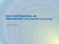Annabel Teusner - OHS professional as a researcher