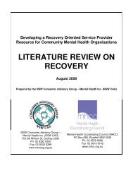literature review on recovery - NSW Consumer Advisory Group