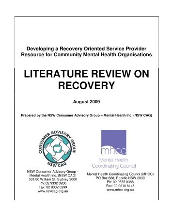 literature review on recovery - NSW Consumer Advisory Group