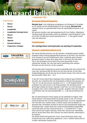 Ruwaard bulletin nummer 5 met de datum 05-9-2012 - sv Ruwaard