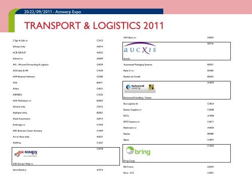 Plattegrond en deelnemerslijst Transport & Logistics 2011