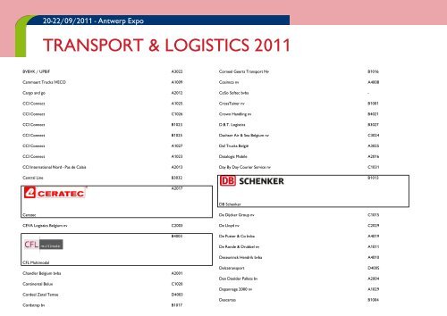 Plattegrond en deelnemerslijst Transport & Logistics 2011