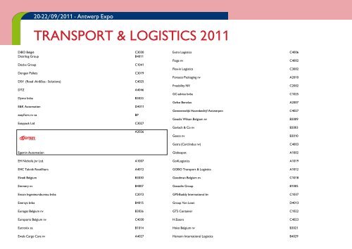 Plattegrond en deelnemerslijst Transport & Logistics 2011