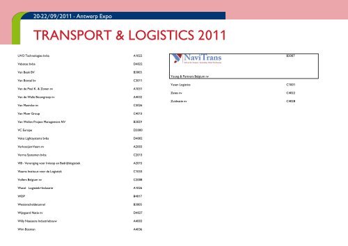 Plattegrond en deelnemerslijst Transport & Logistics 2011