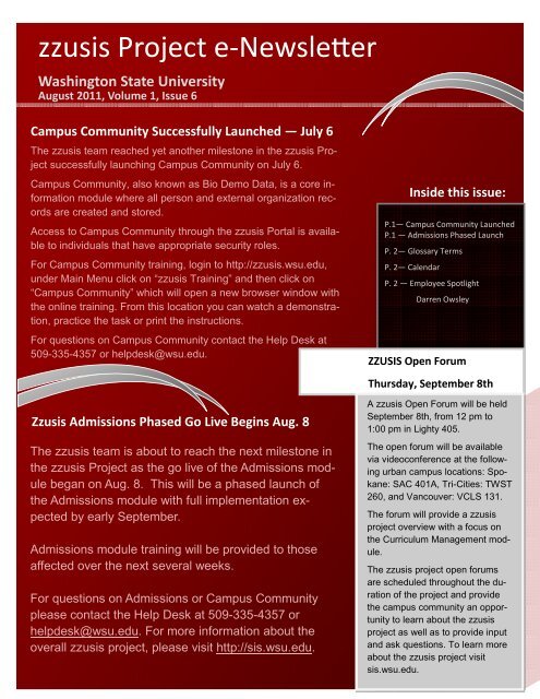 Zzusis Newsletter Vol 6 Student Information Systems Project