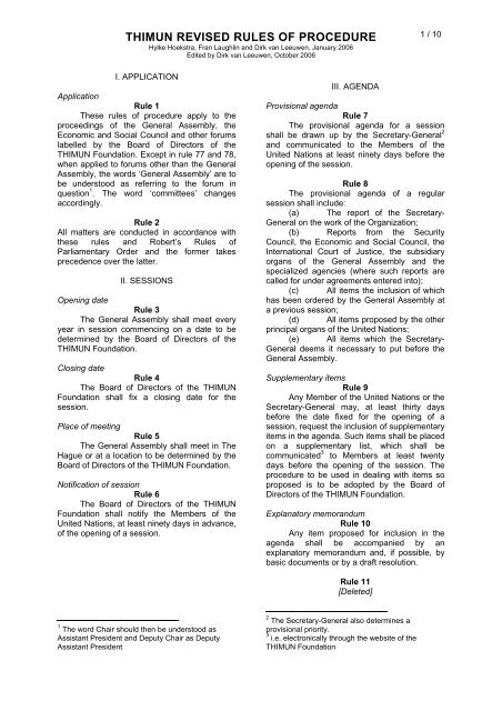 THIMUN REVISED RULES OF PROCEDURE - Munish.nl