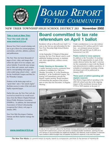 Board Report November 2002 - New Trier Township High School