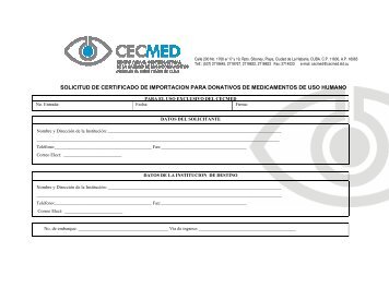 SOLICITUD DE CERTIFICADO DE IMPORTACION PARA ... - Cecmed