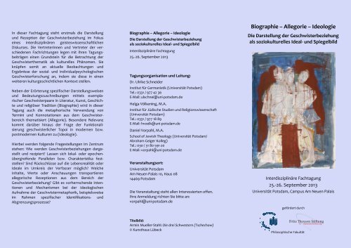 Biographie Biographie â Allegorie â Ideologie - UniversitÃ¤t Potsdam