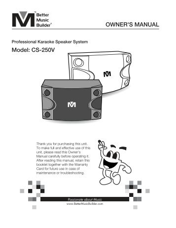 Model: CS-250V OWNER'S MANUAL - BMB :: Better Music Builder