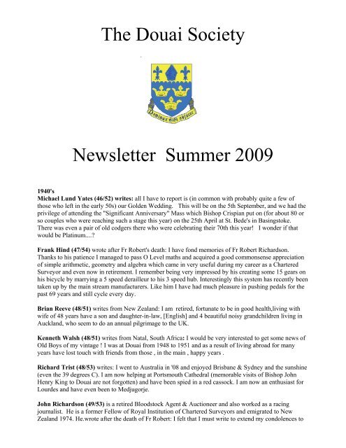 The Douai Society Newsletter Summer 2009 - Douai Abbey