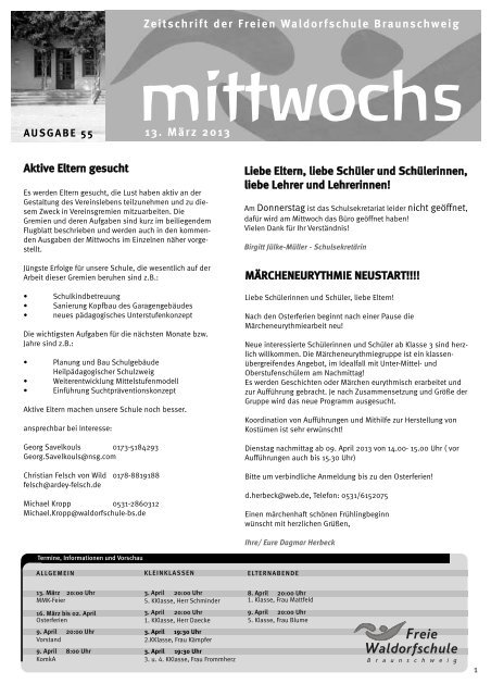 Zeitschrift der Freien Waldorfschule Braunschweig 13. MÃƒÂ¤rz 2013 ...