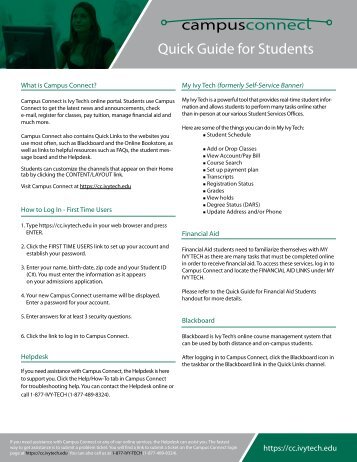 Quick Guide for Students - Campus Connect - Ivy Tech Community ...