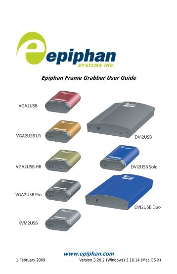 Epiphan Frame Grabber User Guide