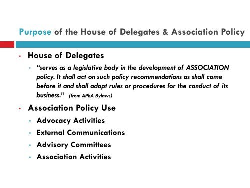 Delegate Orientation slides - American Pharmacists Association