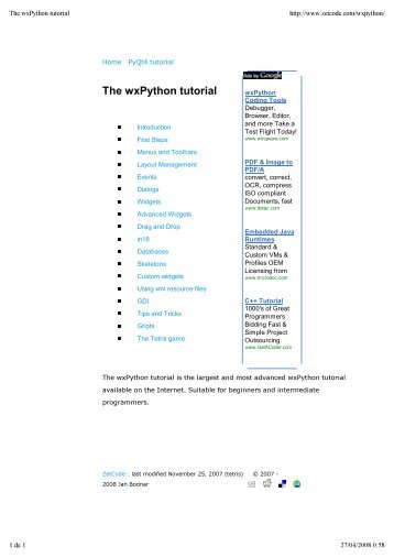 The wxPython tutorial