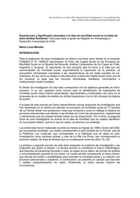 Experiencias y Significados asociados a la idea de movilidad social ...