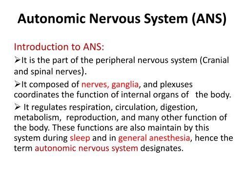 Autonomic Nervous System - UMK CARNIVORES 3