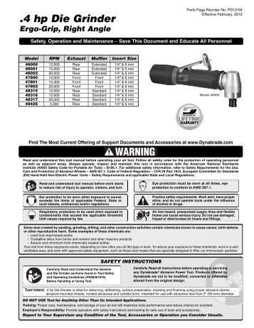 4 hp Die Grinder Ergo-Grip, Right Angle - Dynabrade Inc.