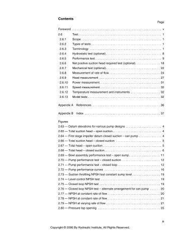 Vertical Pump Tests - ANSI/HI 2.6: 2000 - the Hydraulic Institute