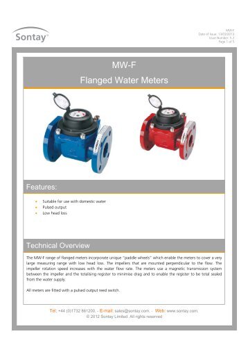 MW-F Flanged Water Meters - Sontay