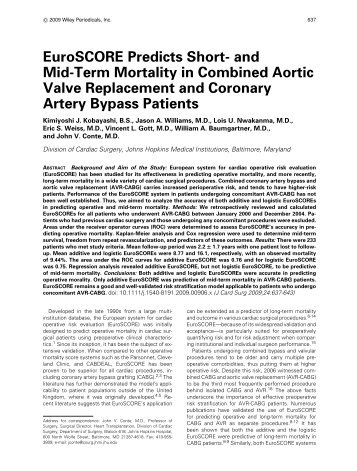EuroSCORE Predicts Short- and Mid-Term Mortality in Combined ...