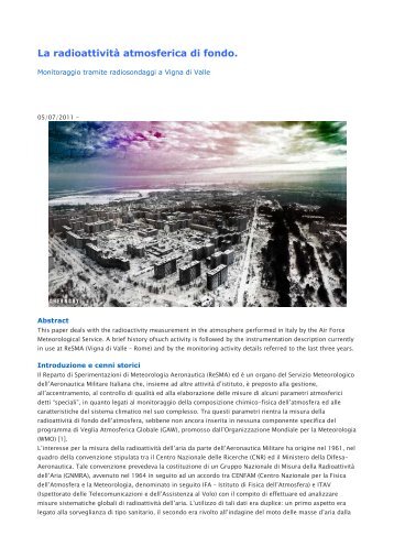 scarica l'articolo in PDF - Aeronautica Militare Italiana - Ministero ...