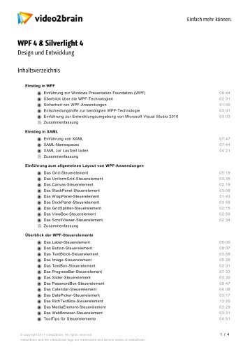 WPF 4 & Silverlight 4 - Video2brain