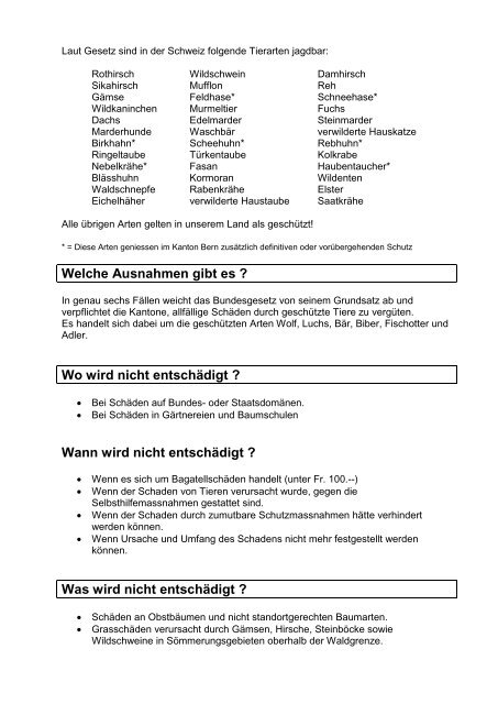 Wildschaden - Volkswirtschaftsdirektion - Kanton Bern