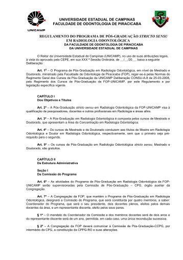 Regulamento do Programa - Faculdade de Odontologia de ...