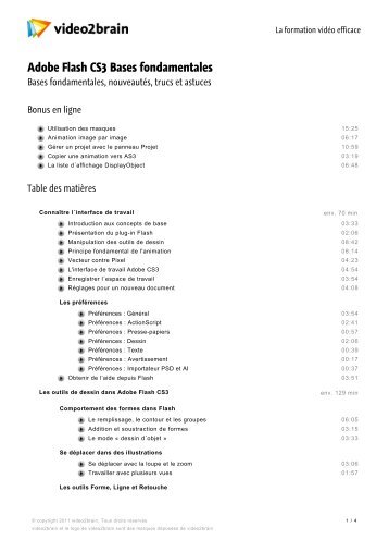 Adobe Flash CS3 Bases fondamentales - Video2brain