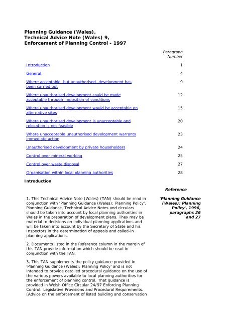 TAN 9: Enforcement of Planning Control