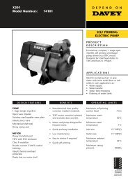 X201 Model Numbers: 74101 SELF PRIMING ... - Davey Pumps