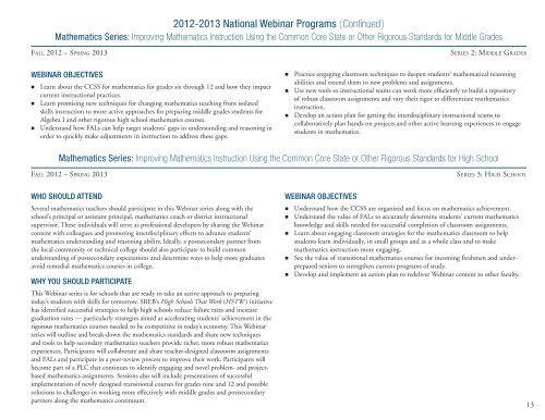 2012-2013 National Professional Development Programs