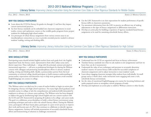 2012-2013 National Professional Development Programs