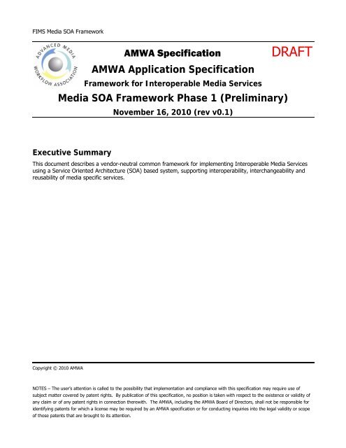 FIMS Media SOA Framework - AMWA