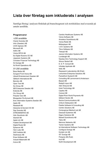 lista Ã¶ver de 2 704 IKT-fÃ¶retagen som ingÃ¥r i studien - Vinnova