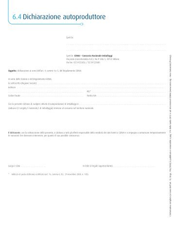 6.4 Dichiarazione autoproduttore